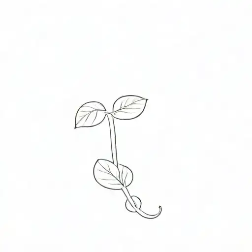 black and white outline, add detail to the leaves and vines and the bean. make it cute. tattoo design idea
