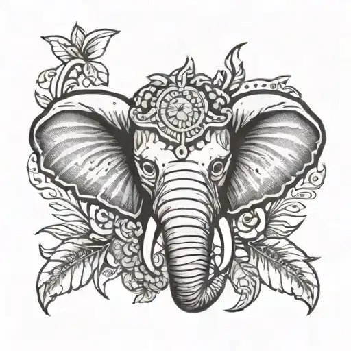 elephant head  join owl head in the middle  tattoo design idea