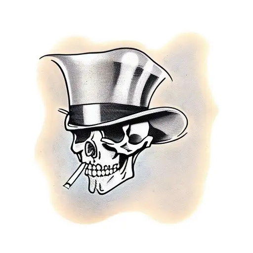 skull with top hat and cigar tattoo