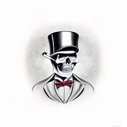 skull with top hat and cigar tattoo