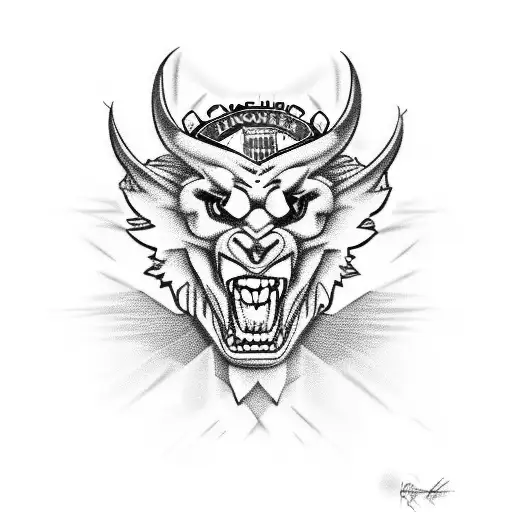 Manchester United devil in a realistic form  tattoo design idea