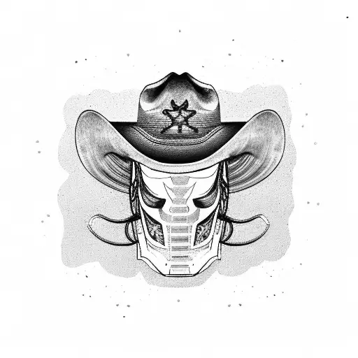 Cowboy hat and boots with a vintage Volkswagen Beetle tattoo design idea