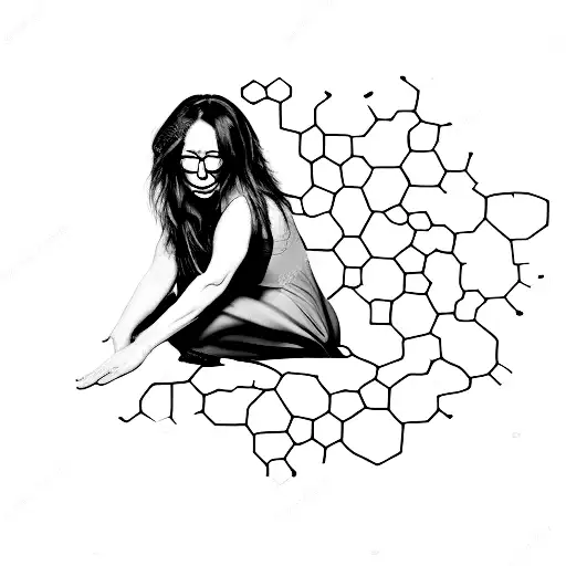 tori amos playing piano with carbon molecules tattoo design idea