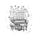 A piano keyboard with Tori Amos lyrics intertwined tattoo design idea