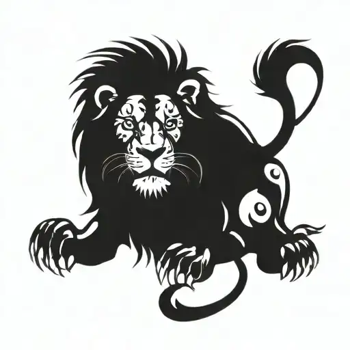 Lion with names Dmitry Maxim Sergey Semyon Valeria tattoo design idea