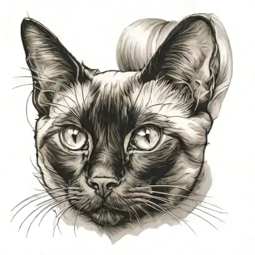 siamese cat portrait tattoo design idea