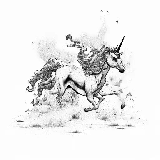 unicorns, dust, running, mexico, desert tattoo design idea