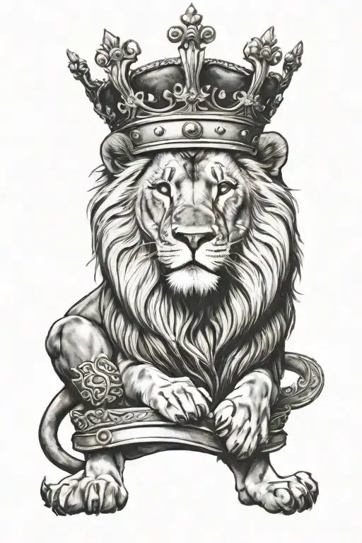 half human half lion wearing a crown tattoo design idea