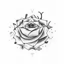 cactus with a flower , navi from zelda, a wolf , a mask and notes of music tattoo design idea