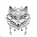 cactus with a flower , navi from zelda, a wolf , a mask and notes of music tattoo design idea