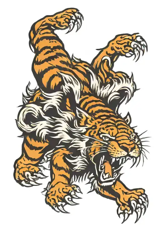 tiger growling grizzly bear tattoo design idea