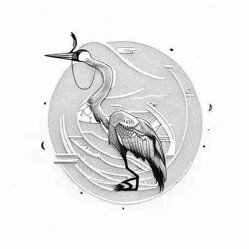 crane tattoo design idea