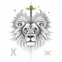 angel knight with wings turn into a lion tattoo design idea