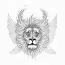 angel knight with wings turn into a lion tattoo design idea