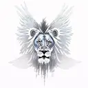 angel knight with wings turn into a lion tattoo design idea