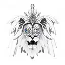 angel knight with wings turn into a lion tattoo design idea