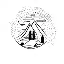A hiker exploring a mountain range with a sketch-style compass tattoo tattoo design idea