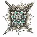 lotus flower hindu trident odin spear norse shield celtic knot tattoo design idea