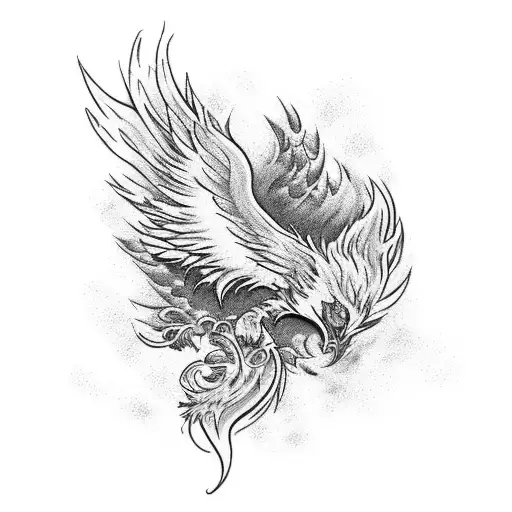 Phoenix rising from ashes tattoo design idea