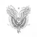 Phoenix rising from ashes and flames tattoo design idea