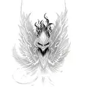Phoenix rising from ashes and flames tattoo design idea