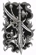 Astral sword cyber sigilism tattoo design idea