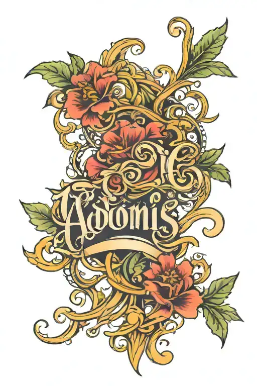 Adonis name written tattoo design idea