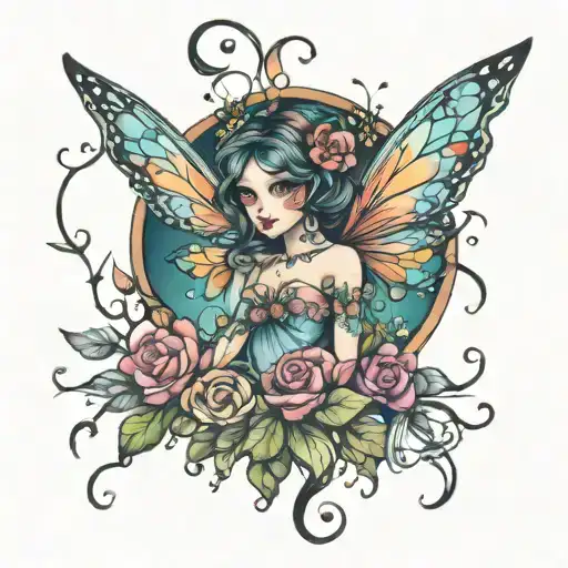whimsical fairy tattoo design idea