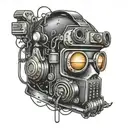 A welder's mask adorned with neon 80s music symbols like cassette tapes and boomboxes tattoo design idea