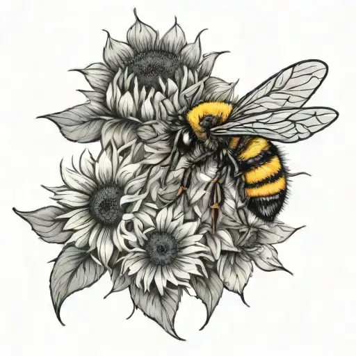 bumblebee and sunflower  tattoo design idea