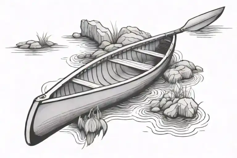 canoe in water no paddle tattoo design idea