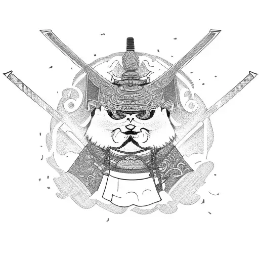 Samurai catana in a fierce battle tattoo design idea