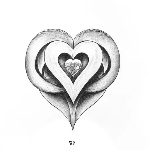 heart with W A J W B M tattoo design idea