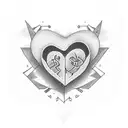 heart with W A J W B M tattoo design idea