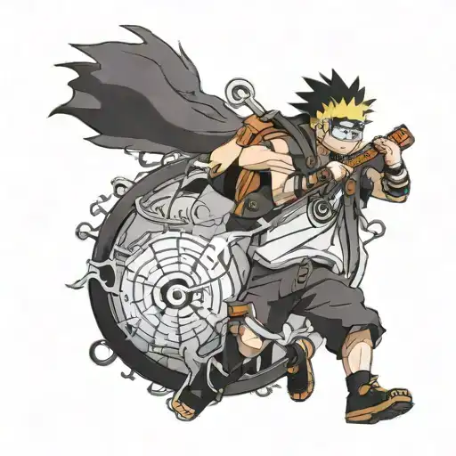 naruto running with a banjo tattoo design idea