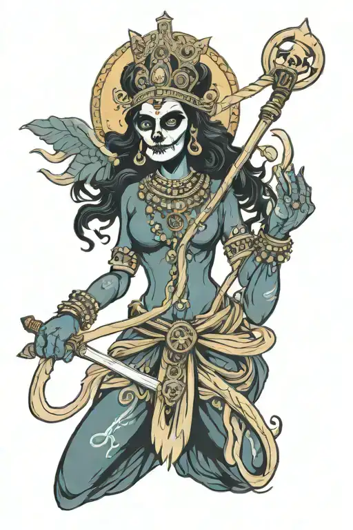 goddess kali with skull tattoo design idea