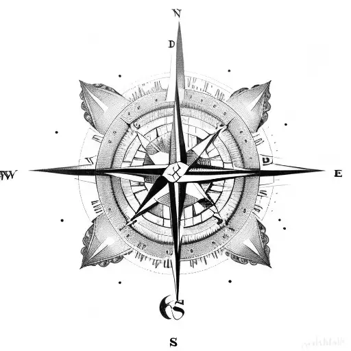 A compass integrated with a heart, symbolizing the love for exploration and fitness tattoo design idea