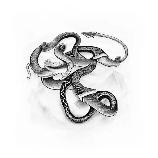 2 snakes wrapped around a sword tattoo design idea