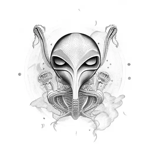 alien surfing  tattoo design idea