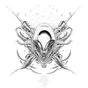 alien surfing  tattoo design idea