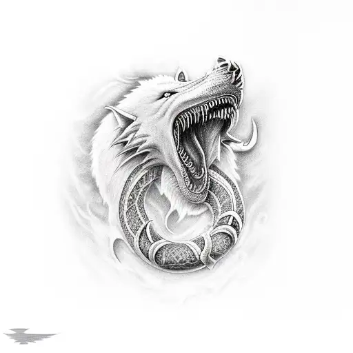 Fenrir and Jörmungandr  tattoo design idea