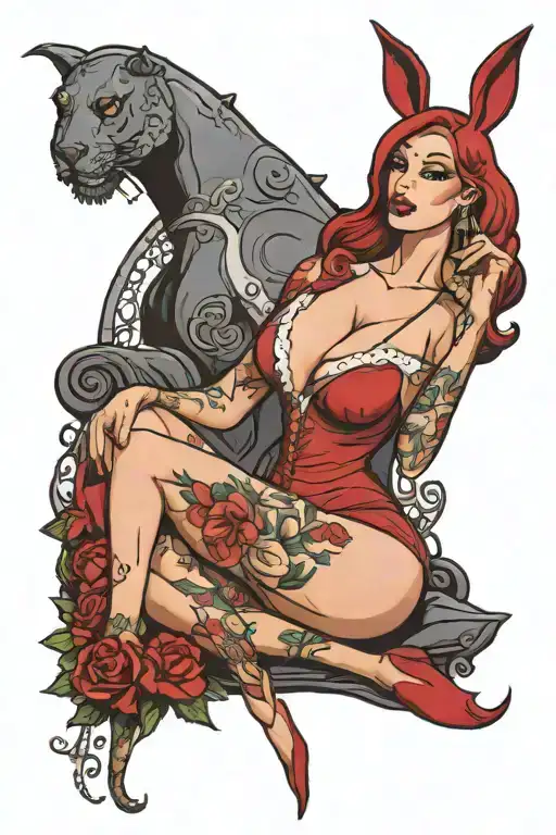 sexy Jessica rabbit wearing lingerie tattoo design idea