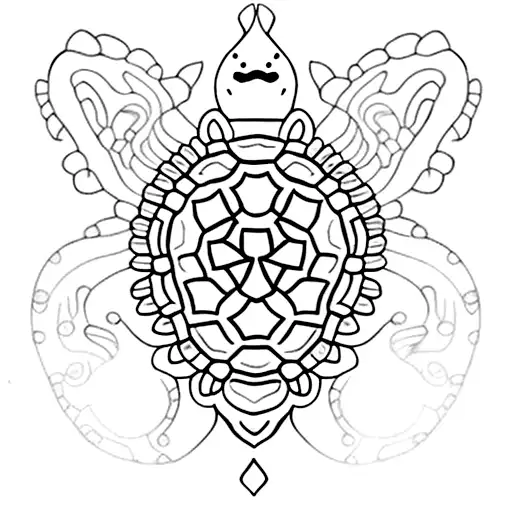 A minimalist turtle tattoo with its shell composed of intricate mandala patterns tattoo design idea