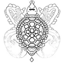 A minimalist turtle tattoo with its shell composed of intricate mandala patterns tattoo design idea