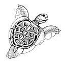 A minimalist turtle tattoo with its shell composed of intricate mandala patterns tattoo design idea