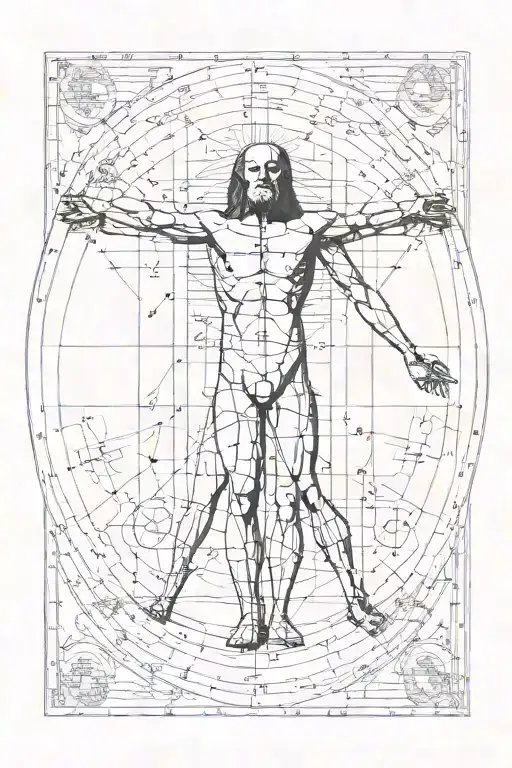 golden ratio Fibonacci vitruvian man tattoo design idea