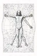 golden ratio Fibonacci vitruvian man tattoo design idea