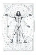 golden ratio Fibonacci vitruvian man tattoo design idea