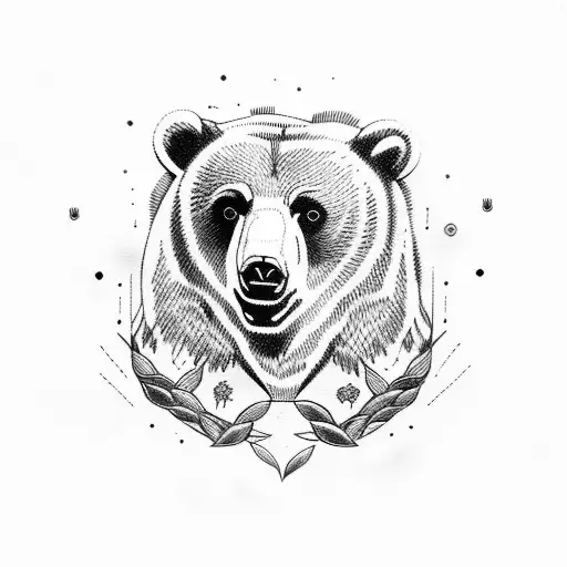 bears and cubs in forest tattoo design idea