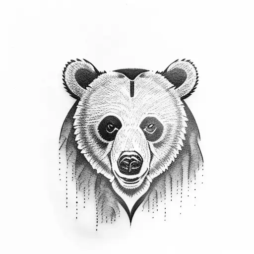 bears and cubs in forest tattoo design idea